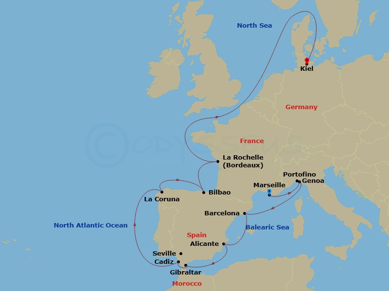 Northern Europe, 13 Nights Route Map