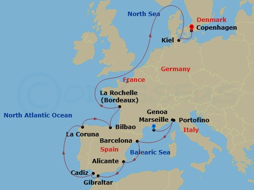Northern Europe, 14 Nights Route Map