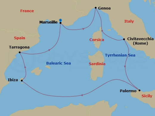 Mediterranean, 7 Nights Route Map