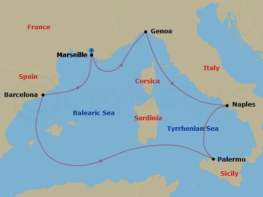 Mediterranean, 6 Nights Route Map