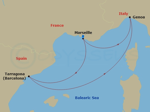 Mediterranean, 4 Nights Route Map