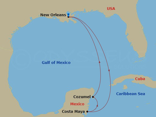 6 Night Western Caribbean Cruise Route Map