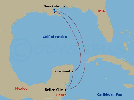 6-Day Western Caribbean Route Map
