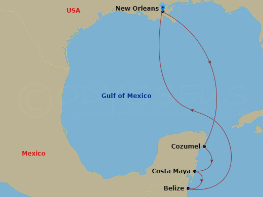 7 Night Western Caribbean Cruise Route Map