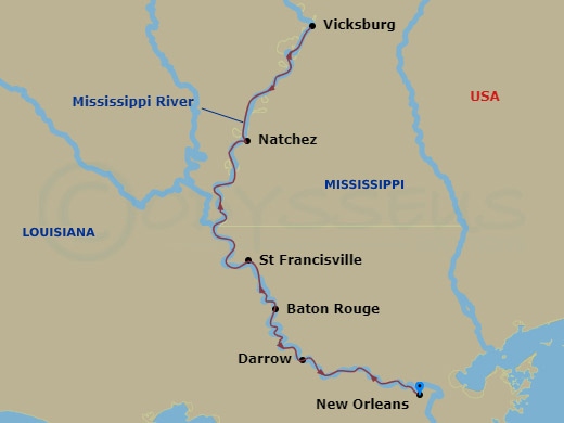 New Orleans & Southern Charms Route Map