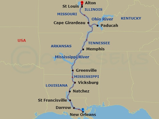 The Big Easy To The Gateway City Route Map