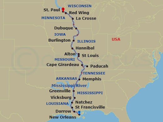 Mississippi River Odyssey Route Map