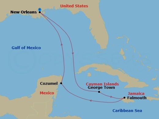 8 Night Western Caribbean Cruise Route Map