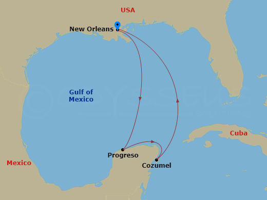 5 Day Western Caribbean Itinerary Route Map