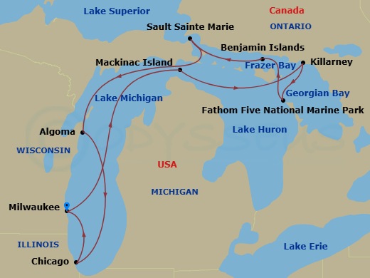 Great Lakes Treasures Route Map