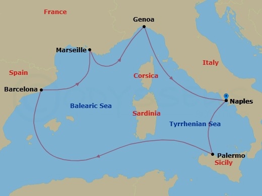 Mediterranean, 6 Nights Route Map