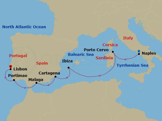 Naples To Lisbon Route Map