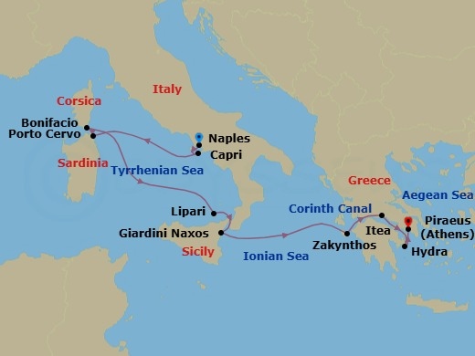 Naples To Athens Route Map