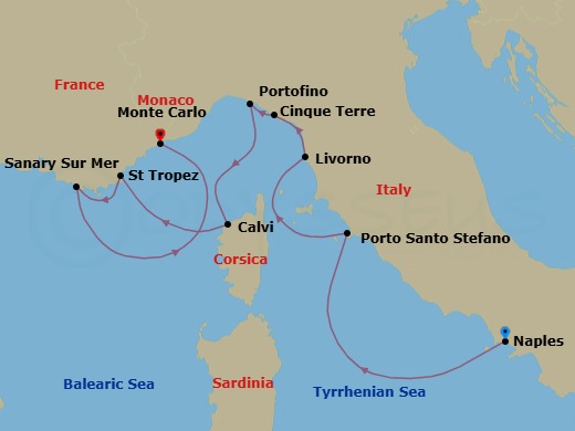 Naples To Monte Carlo Route Map