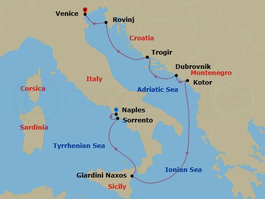 Classic Italy & The Dalmatian Coast Route Map