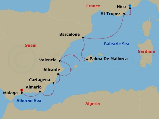 Cote D'azur To Andalusia Route Map