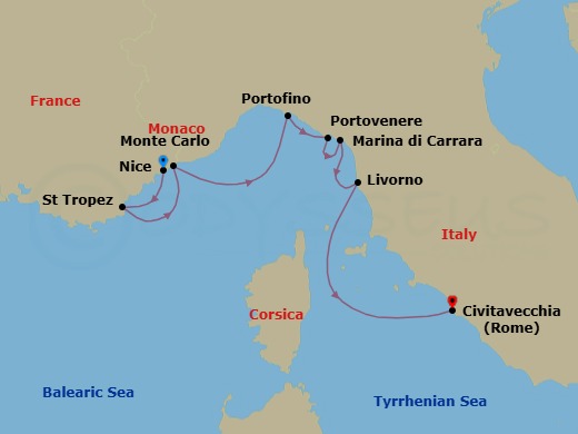 Riviera Charm & Monaco Grand Prix Route Map