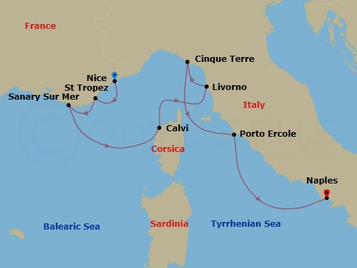 Nice To Naples Route Map