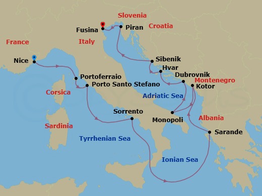 Nice To Fusina Route Map