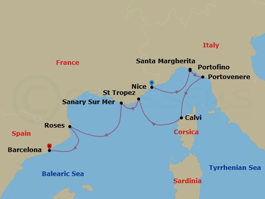 Yachting Gems Of The Italian & French Rivieras Route Map