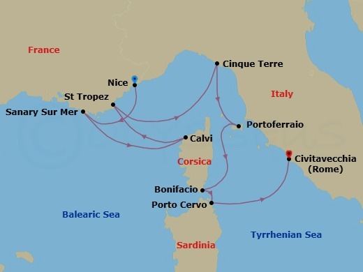Nice To Rome Route Map