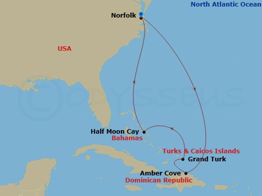 8-Day Eastern Caribbean Route Map
