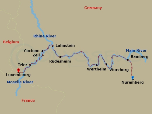 7 Night Europe’S Rivers & Castles Route Map