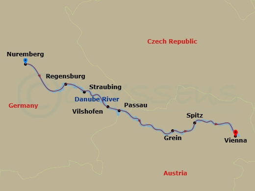 Vineyards & Palaces Along The Danube (2028) Route Map