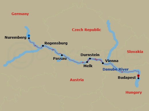 7 Night Legendary Danube Route Map