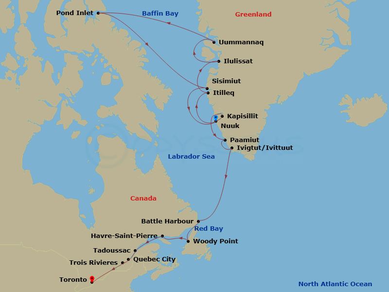 Canada & The Northwest Passage Route Map