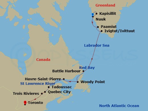 Canada & Greenland Explorer Route Map