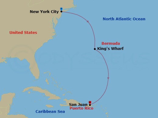 5-Night Halloween On The High Seas Bermuda Cruise From New York Ending In San Juan Route Map