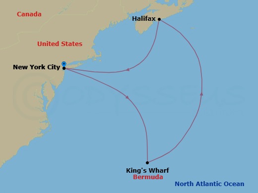 6-Night Halloween On The High Seas Bermuda And Canada Cruise From New York Route Map