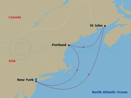 5-Day Canada/New England Route Map