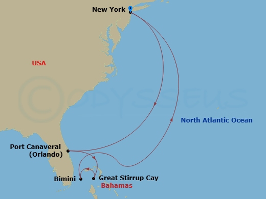 Bahamas - New York Route Map