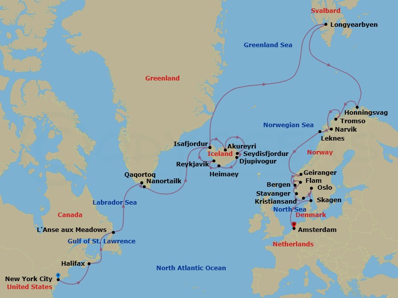 Grand Fjords & Iconic Viking Shores Route Map