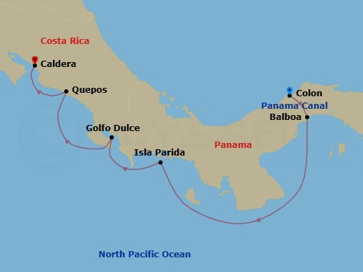 Costa Rica & Panama Canal Route Map