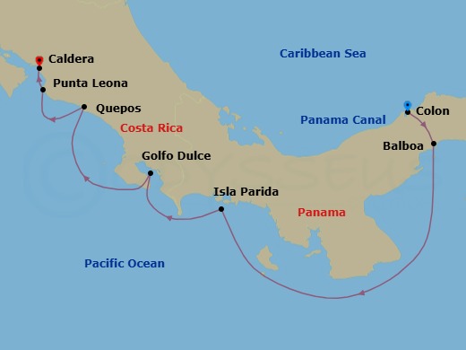 Costa Rica & Panama Canal Route Map