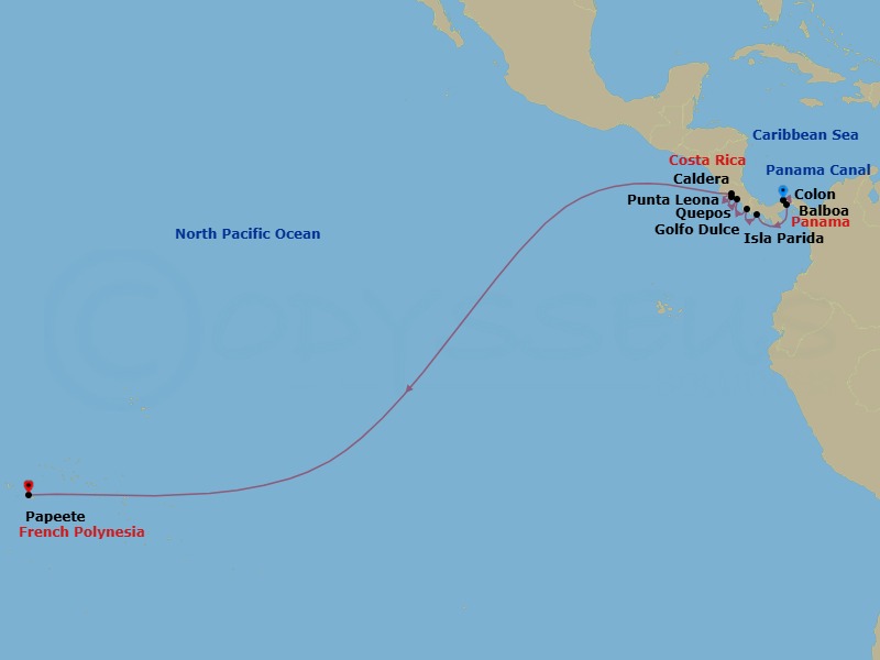 Star Collector: Panama Canal Ocean Crossing To Tahitian Dreams Route Map
