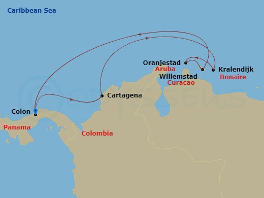 7 Night Southern Caribbean Cruise Route Map