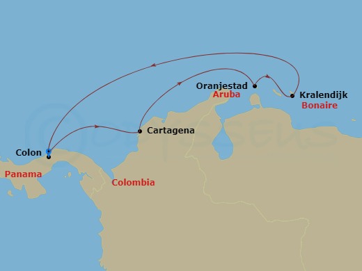 7 Night Southern Caribbean Cruise Route Map
