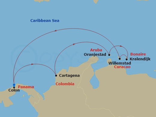 7 Night Southern Caribbean Cruise Route Map