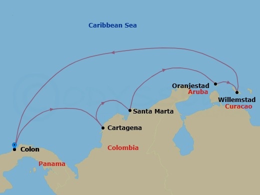 7 Night Southern Caribbean Cruise Route Map