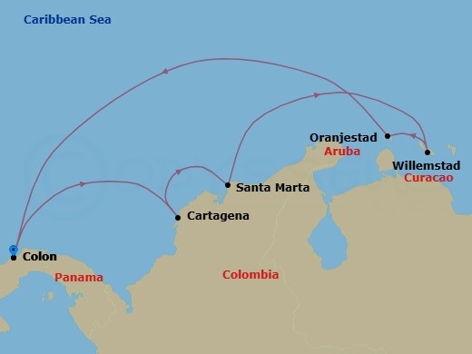 7 Night Southern Caribbean Cruise Route Map