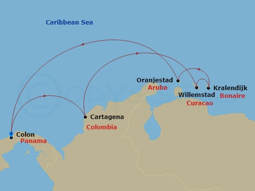 7 Night Southern Caribbean Cruise Route Map