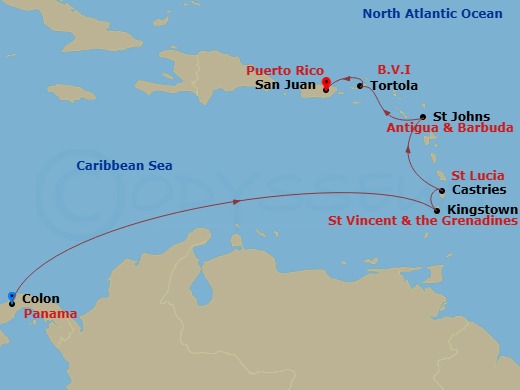 7 Night Colon To San Juan Cruise Route Map