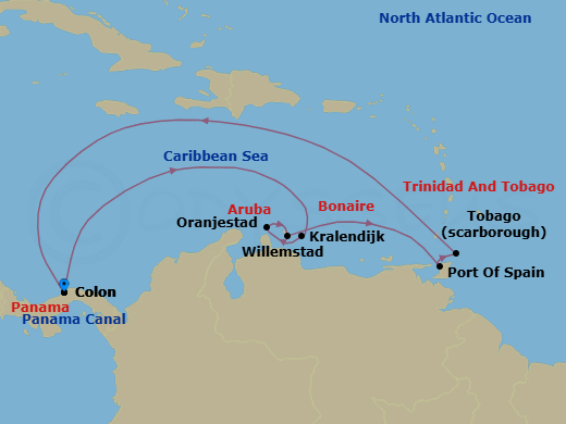 10 Night Southern Caribbean Cruise Route Map