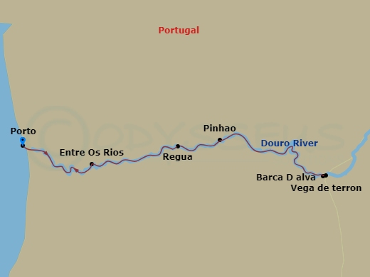 7 Night Enticing Douro (Wine Cruise) Route Map