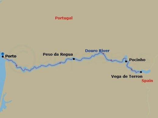 Highlights Of The Douro Valley & Salamanca River Cruise - Ms Riviera Rose Route Map