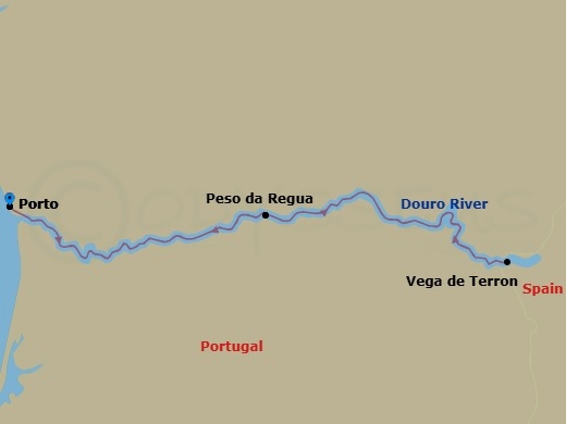 Douro, Porto And Salamanca River Cruise For Solo Travellers - Ms Douro Splendour Route Map